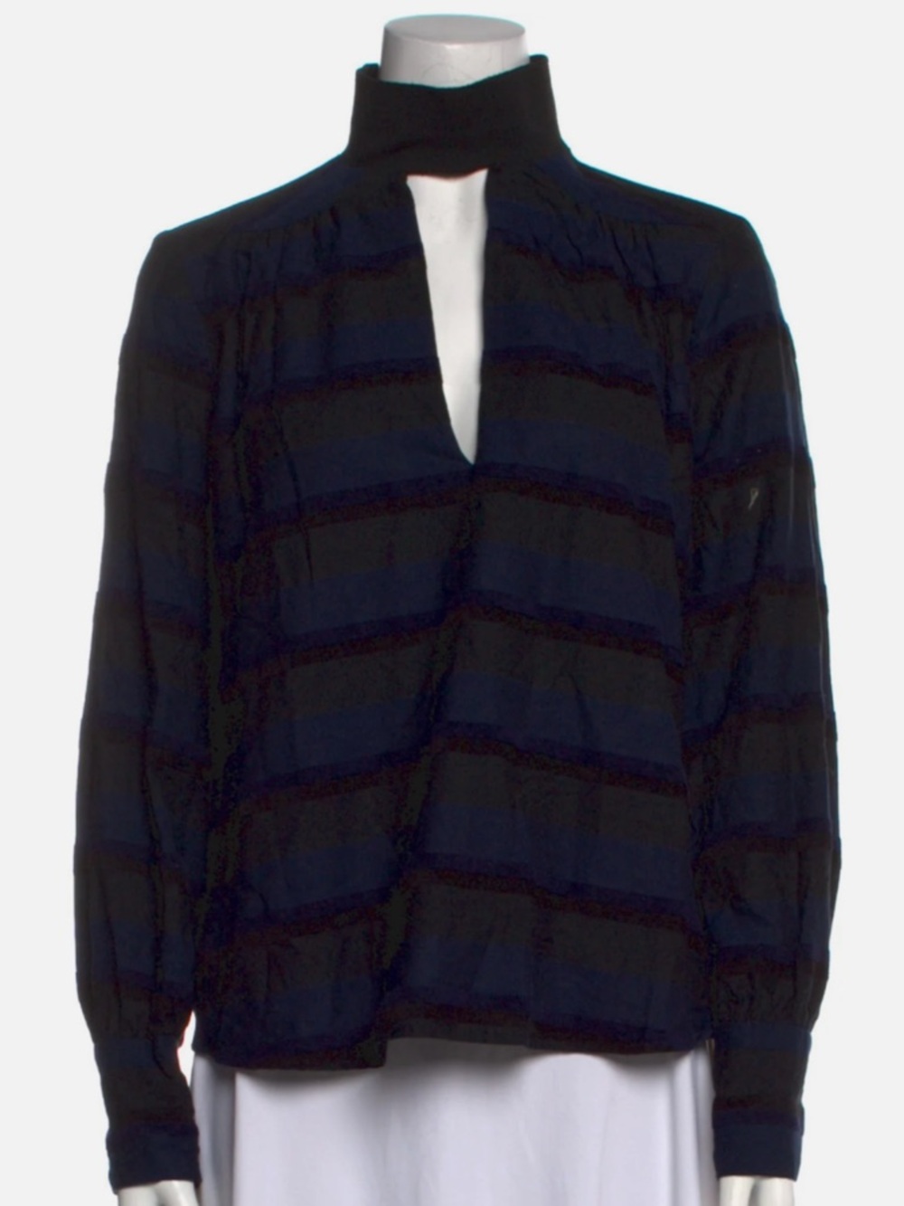 Rachel Comey Striped Mock Neck Cut Out Blouse Size: US 4